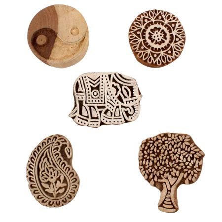 Set of 5 Piece New Mix Wooden Printing Blocks